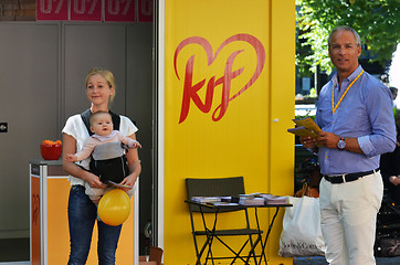 Image showing Norwegian Christian Democratic Party (KrF) campaign stand