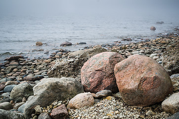 Image showing Coast of Baltic sea in a fog