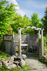 Image showing Pergola and a place to relax in the garden