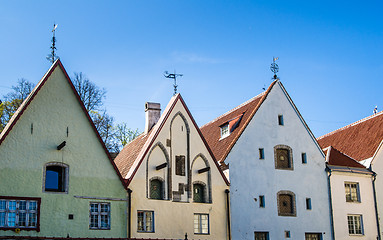 Image showing Narrow street in the Old Town of Tallinn with colorful facades