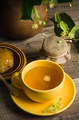 Image showing Still life with linden tea and honey