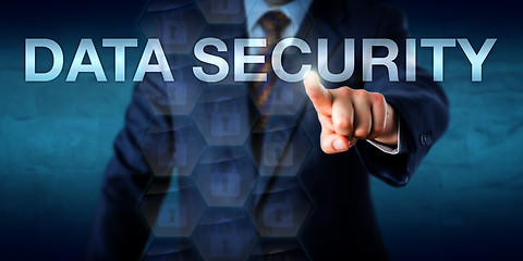 Image showing Businessman Touching DATA SECURITY Onscreen