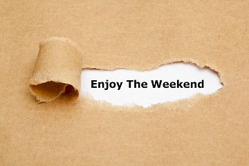Image showing Enjoy The Weekend Torn Paper