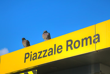 Image showing Piazzale Roma water bus stop sign in Venice