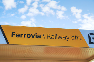 Image showing Ferrovia water bus stop sign