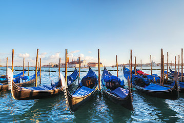 Image showing Gondolas floating in the Grand Canal