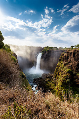 Image showing The Victoria falls with dramatic sky