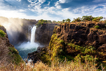 Image showing The Victoria falls with dramatic sky