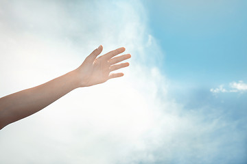 Image showing Hand on a sky