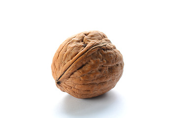 Image showing Single walnut on a white background