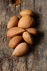 Image showing Raw almonds with shell