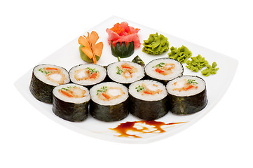 Image showing Roll with smoked eel and salmon 