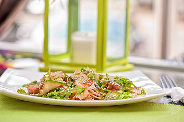 Image showing Salad with smoked eel