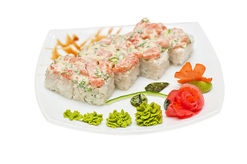 Image showing Roll with cream sauce, salmon fish