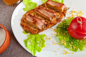 Image showing veal meat with bacon