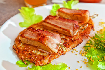 Image showing veal meat with bacon