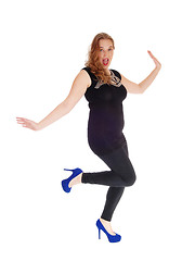 Image showing Dancing woman in black tights.