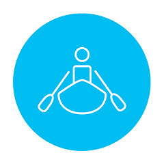 Image showing Man kayaking line icon.