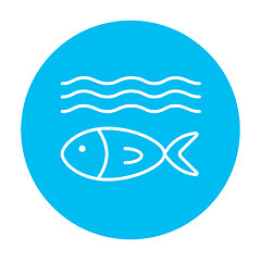 Image showing Fish under water line icon.