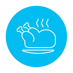 Image showing Baked whole chicken line icon.