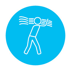 Image showing Man carrying wheat line icon.