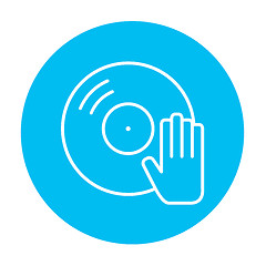 Image showing Disc with dj hand line icon.