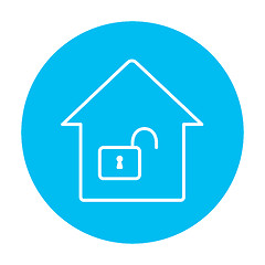 Image showing House with open lock line icon.