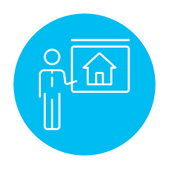 Image showing Real estate agent showing house line icon.