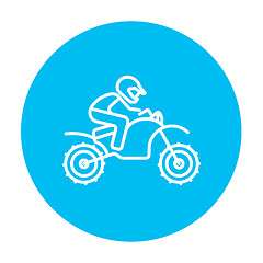 Image showing Man riding motocross bike line icon.