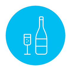 Image showing Bottle of champaign and glass line icon.