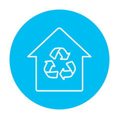 Image showing House with recycling symbol line icon.