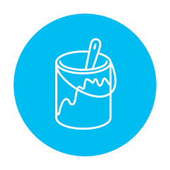 Image showing Paint brush in the paint tin line icon.