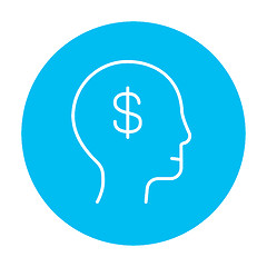 Image showing Human head with dollar symbol line icon.