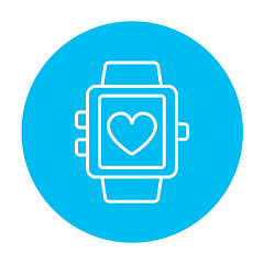 Image showing Smartwatch with heart sign line icon.