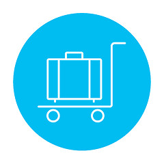 Image showing Luggage on trolley line icon.