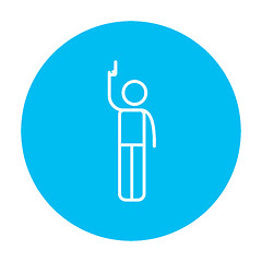 Image showing Man giving signal with starting gun line icon.