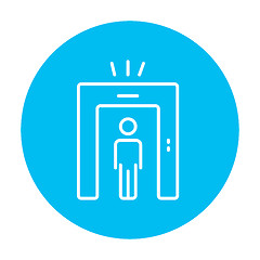 Image showing Man going through metal detector gate line icon.