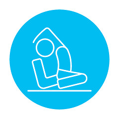 Image showing Man practicing yoga line icon.