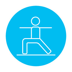 Image showing Man practicing yoga line icon.