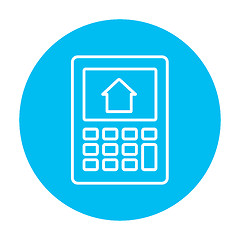 Image showing Calculator with house on display line icon.