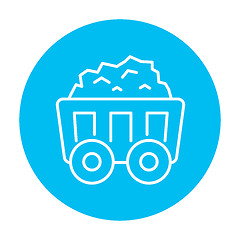 Image showing Mining coal cart line icon.