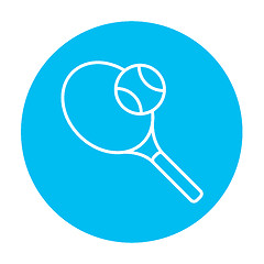 Image showing Tennis racket and ball line icon.