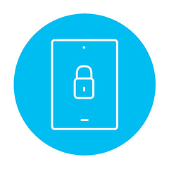 Image showing Digital tablet security line icon.