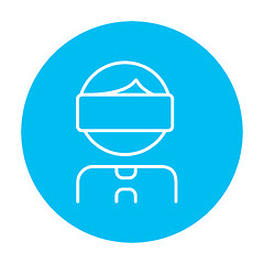 Image showing Man wearing virtual reality headset line icon.
