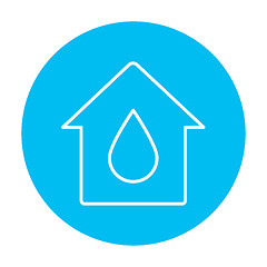 Image showing House with water drop line icon.