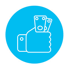 Image showing Hand holding money line icon.