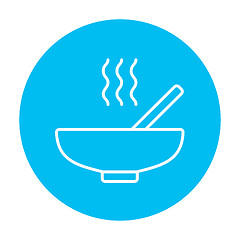 Image showing Bowl of hot soup with spoon line icon.