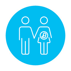 Image showing Husband with pregnant wife line icon.