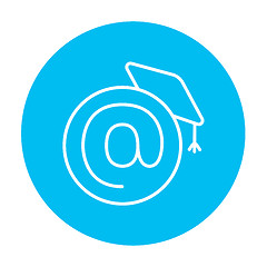 Image showing Graduation cap with at sign line icon.