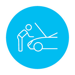 Image showing Man fixing car line icon.